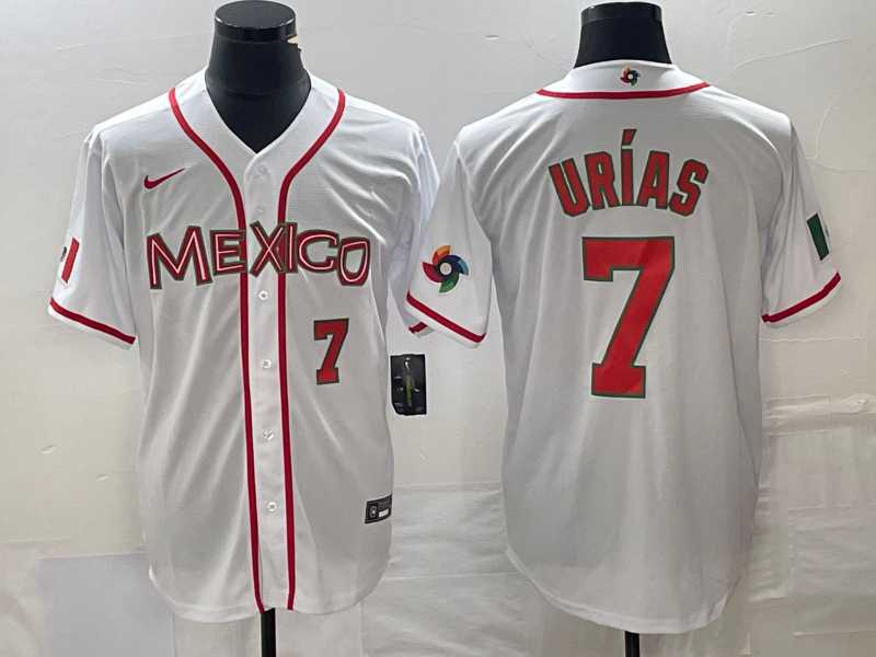 Men's Mexico Baseball #7 Julio Urias Number NEW 2023 White World Classic Stitched Jersey